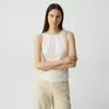 Theory Shirred Top In Soft Rib In White