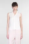 Theory Camp Collar Blouse In Silk Georgette
