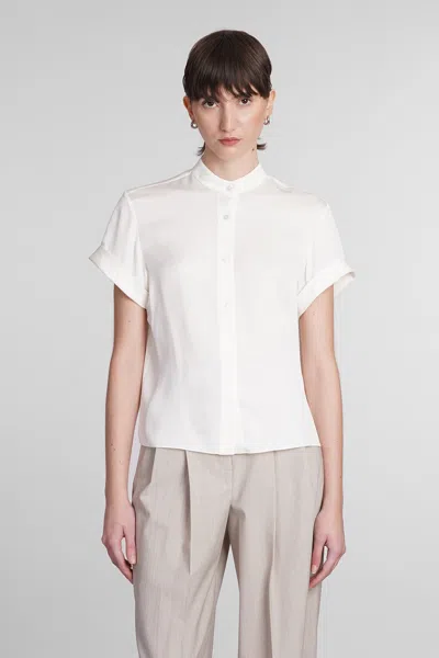 Theory Cap Sleeve Shirt In Silk Georgette In Ivory