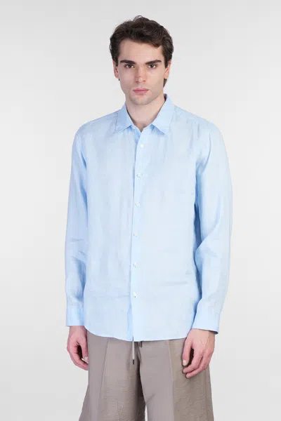 Theory Shirt In Cyan Linen