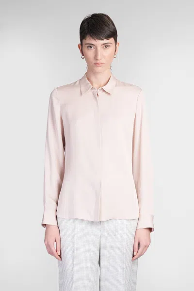 Theory Shirt In Rose-pink Silk