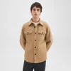 Theory Shirt Jacket In Double-face Wool-cashmere In New Camel