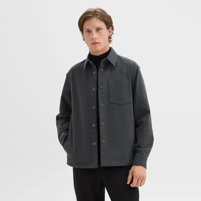 Theory Shirt Jacket In Moleskin Twill In Graphite