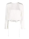 Theory Belted Silk Blouse In White