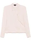 Theory Lapel Wrap Blush Blouse With V-neck