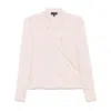 Theory Lapel Wrap Blush Blouse With V-neck In Multicolor
