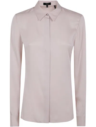 Theory Classic Fitted Shirt In Pink