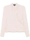Theory Lapel Wrap Blush Blouse With V-neck In Pink