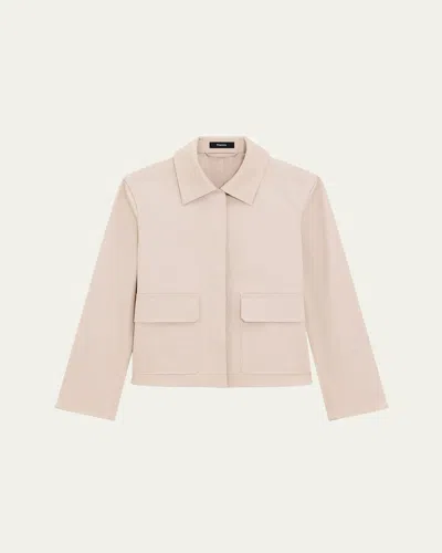 Theory Short Boxy Trench Jacket In Soft Taupe