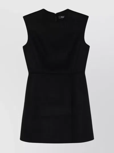 Theory Short Dress With Flared Skirt And Round Neck In Black