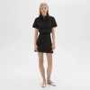 Theory Short-sleeve A-line Dress In Good Linen In Black