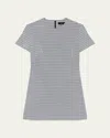 Theory Short-sleeve A-line Mini Dress In Fog Multi