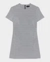 Theory Short-sleeve A-line Mini Dress In Fog Multi