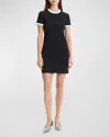 Theory Short Sleeve Ringer Mini Sheath Dress In Blkivory