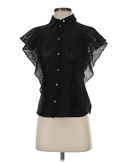 Pre-owned Theory Short Sleeve Blouse In Black