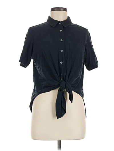 Pre-owned Theory Short Sleeve Blouse In Black