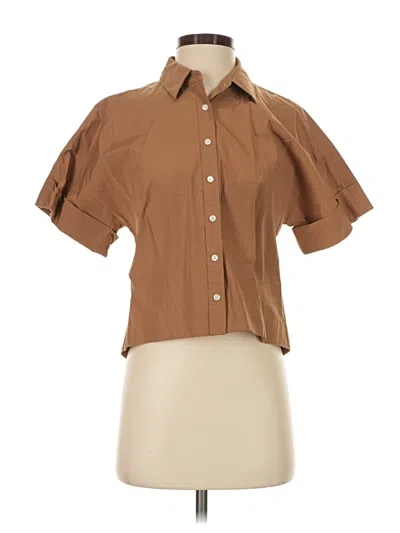 Pre-owned Theory Short Sleeve Blouse In Brown