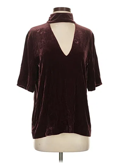 Pre-owned Theory Short Sleeve Blouse In Burgundy