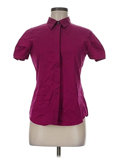 Pre-owned Theory Short Sleeve Blouse In Burgundy