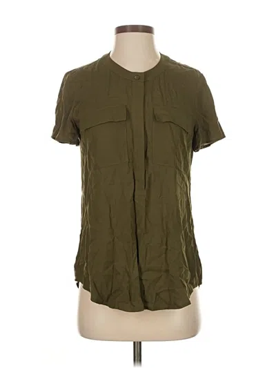 Pre-owned Theory Short Sleeve Blouse In Green