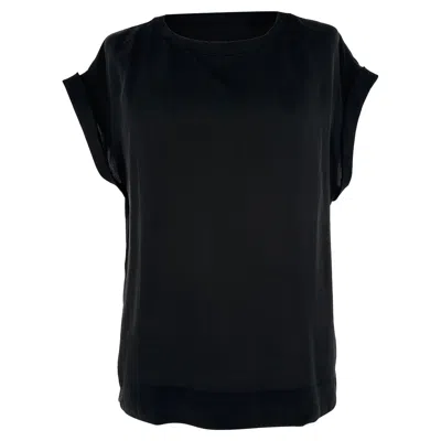 Pre-owned Theory Short Sleeve Blouse In Black Silk