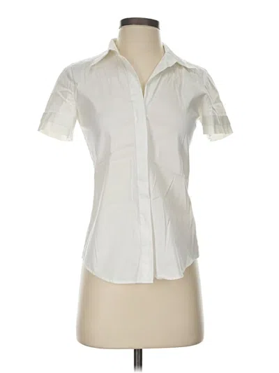 Pre-owned Theory Short Sleeve Blouse In Ivory