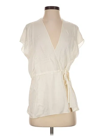 Pre-owned Theory Short Sleeve Blouse In Ivory