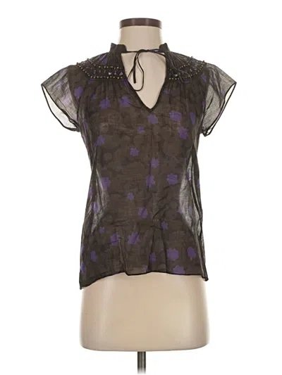 Pre-owned Theory Short Sleeve Blouse In Purple