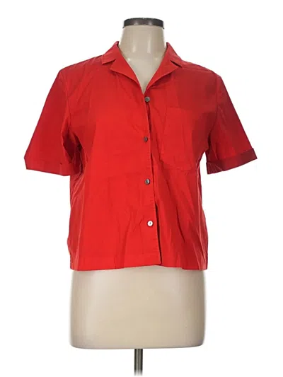Pre-owned Theory Short Sleeve Blouse In Red