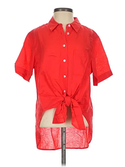 Pre-owned Theory Short Sleeve Blouse In Red