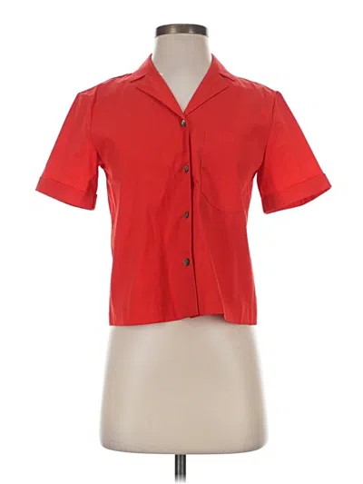 Pre-owned Theory Short Sleeve Blouse In Red