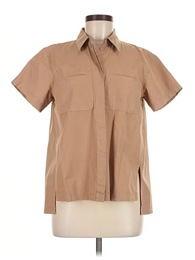 Pre-owned Theory Short Sleeve Blouse In Tan