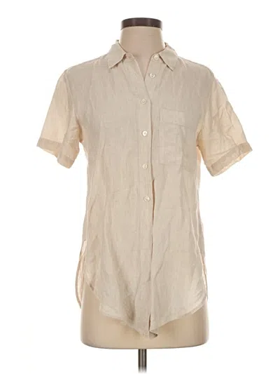 Pre-owned Theory Short Sleeve Blouse In Tan