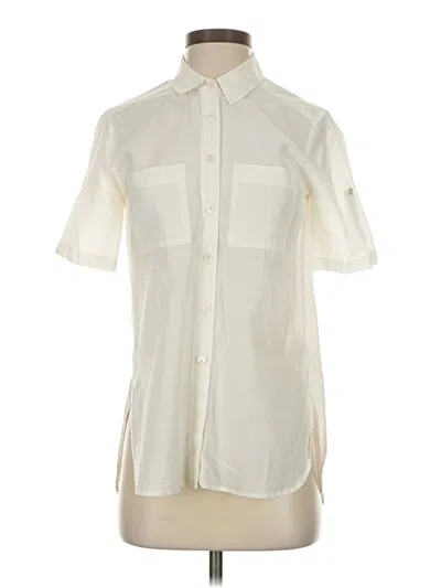 Pre-owned Theory Short Sleeve Blouse In White
