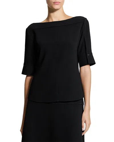 Theory Short Sleeve Boatneck Top In Black