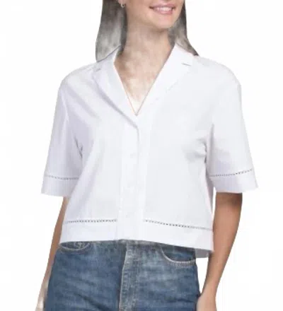 Theory Short Sleeve Boxy Lapel Shirt In White