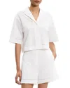 Theory Short Sleeve Boxy Shirt In White