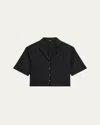 Theory Short-sleeve Boxy Shirt In Black