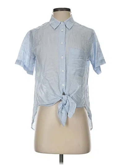 Pre-owned Theory Short Sleeve Button Down Shirt In Blue