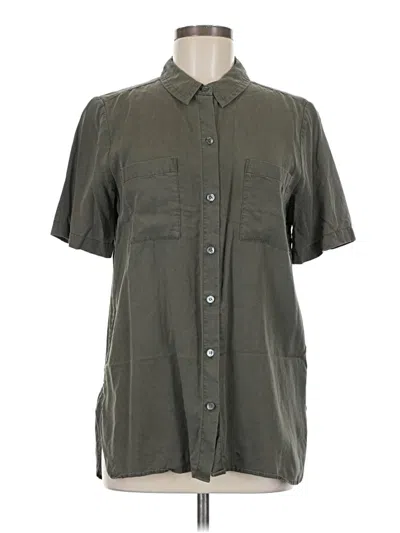 Pre-owned Theory Short Sleeve Button Down Shirt In Green