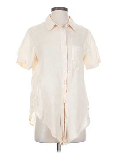 Pre-owned Theory Short Sleeve Button Down Shirt In Ivory