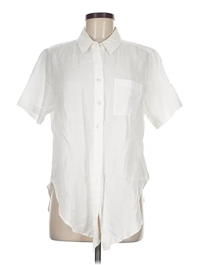 Pre-owned Theory Short Sleeve Button Down Shirt In White
