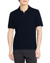 Theory Short Sleeve Cable Knit Polo In Tactile Cotton In Black