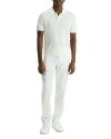 Theory Cable Short Sleeve Cotton Blend Polo Sweater In Ivory