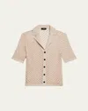 Theory Short-sleeve Camp Shirt In Sheen Cotton In Neutral