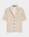 Theory Short-sleeve Camp Shirt In Sheen Cotton In Neutral