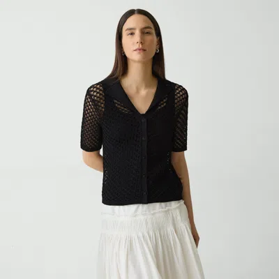 Theory Short-sleeve Camp Shirt In Sheen Cotton