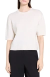 Theory Short Sleeve Cashmere Sweater In Animal Print