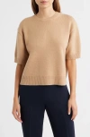 Theory Short Sleeve Cashmere Sweater In Brown