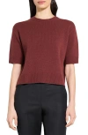 Theory Short Sleeve Cashmere Sweater In Burgundy